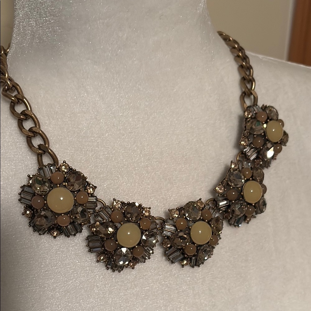 Ann Taylor Gold and Brown Floral Medallion Necklace